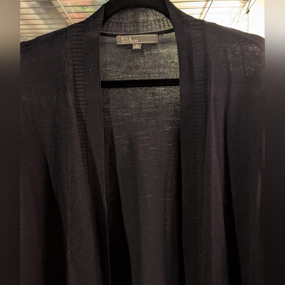 89th & Madison Midnight Blue Long Sleeve Open Front Cardigan Size 2X - Picture 3 of 10